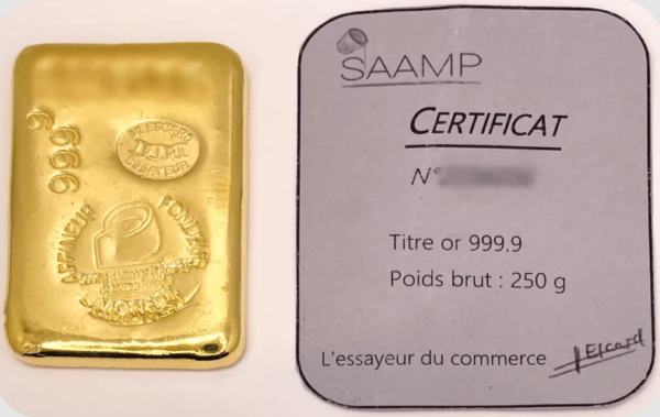 Lingot d'or 250g - SAAMP – Image 2