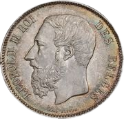 5 francs Léopold II Argent de 1865 à 1878