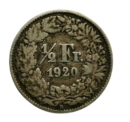 1/2 FRANC SUISSE ARGENT 1920 B