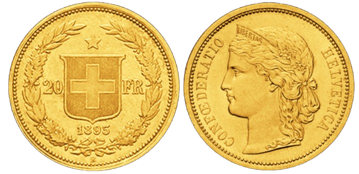 Helvetia 20 Francs Suisse or (1883 – 1896)