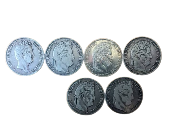 Lot de 6 pièces ecu Louis Philippe
