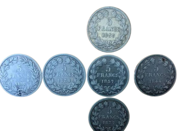 Lot de 6 pièces ecu Louis Philippe – Image 2